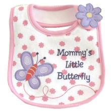 Babete de bebê personalizado para meninas com borboleta de desenho animado bordado
